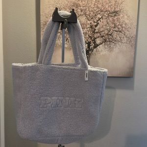 NWT PINK LIGHT BLUE PLUSH TOTE